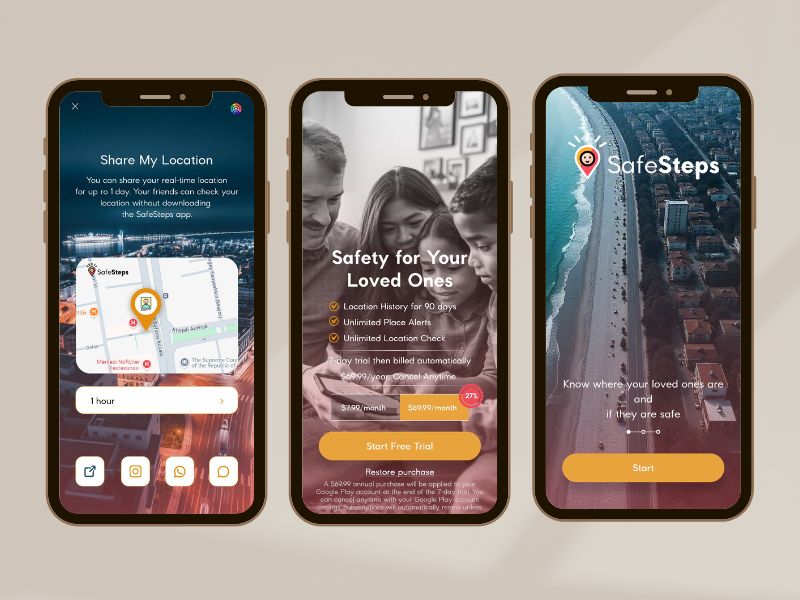 SafeSteps – Дизайн приложения для отслеживания местоположения (GPS) - View 3
